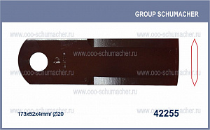 42255 Нож измельчителя 173x50x4мм. d20.1 Claas Tucano